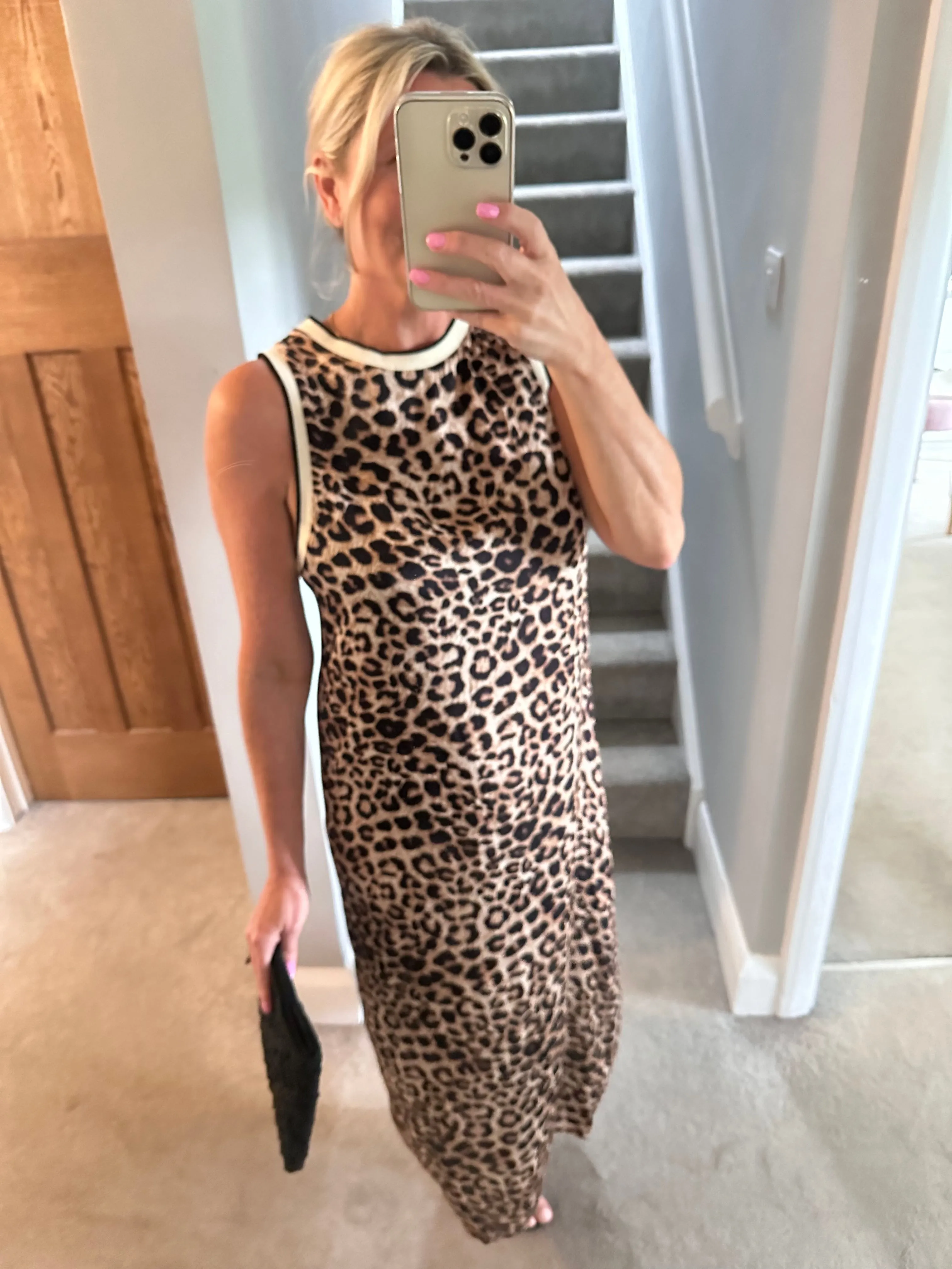 Navy Tropical Print Shift Dress