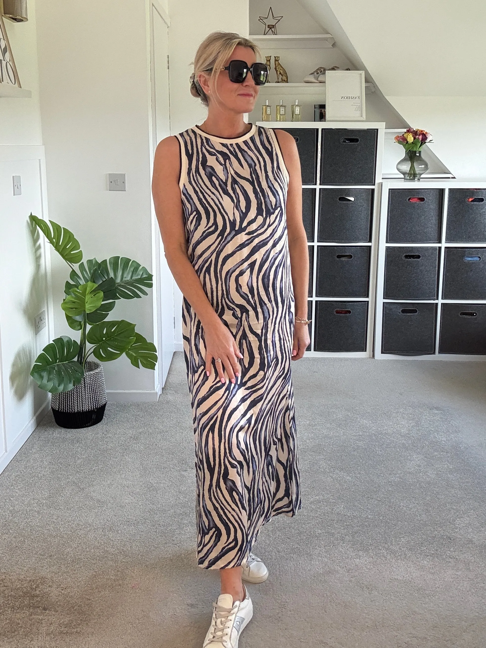 Navy Tropical Print Shift Dress