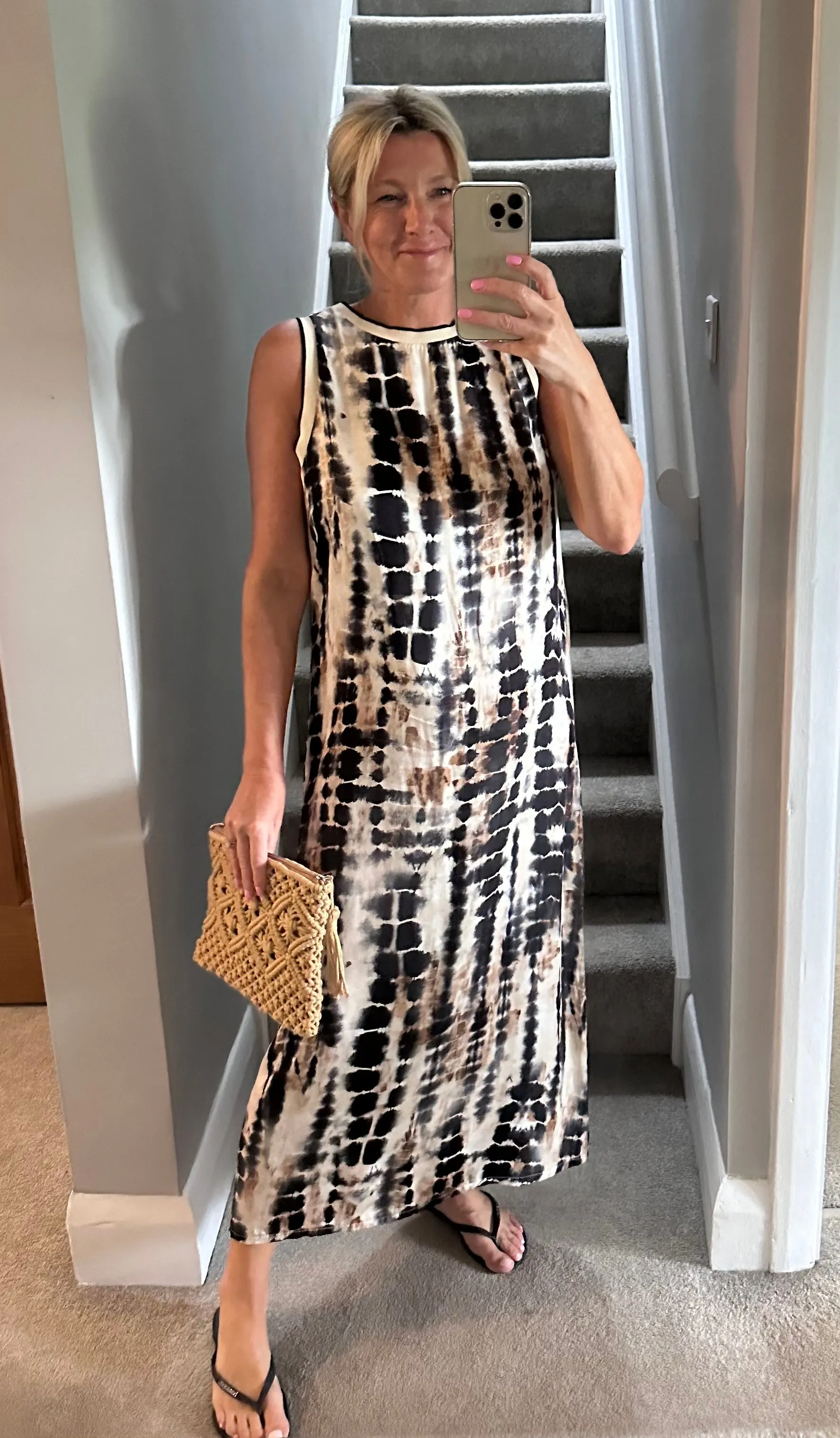 Navy Tropical Print Shift Dress