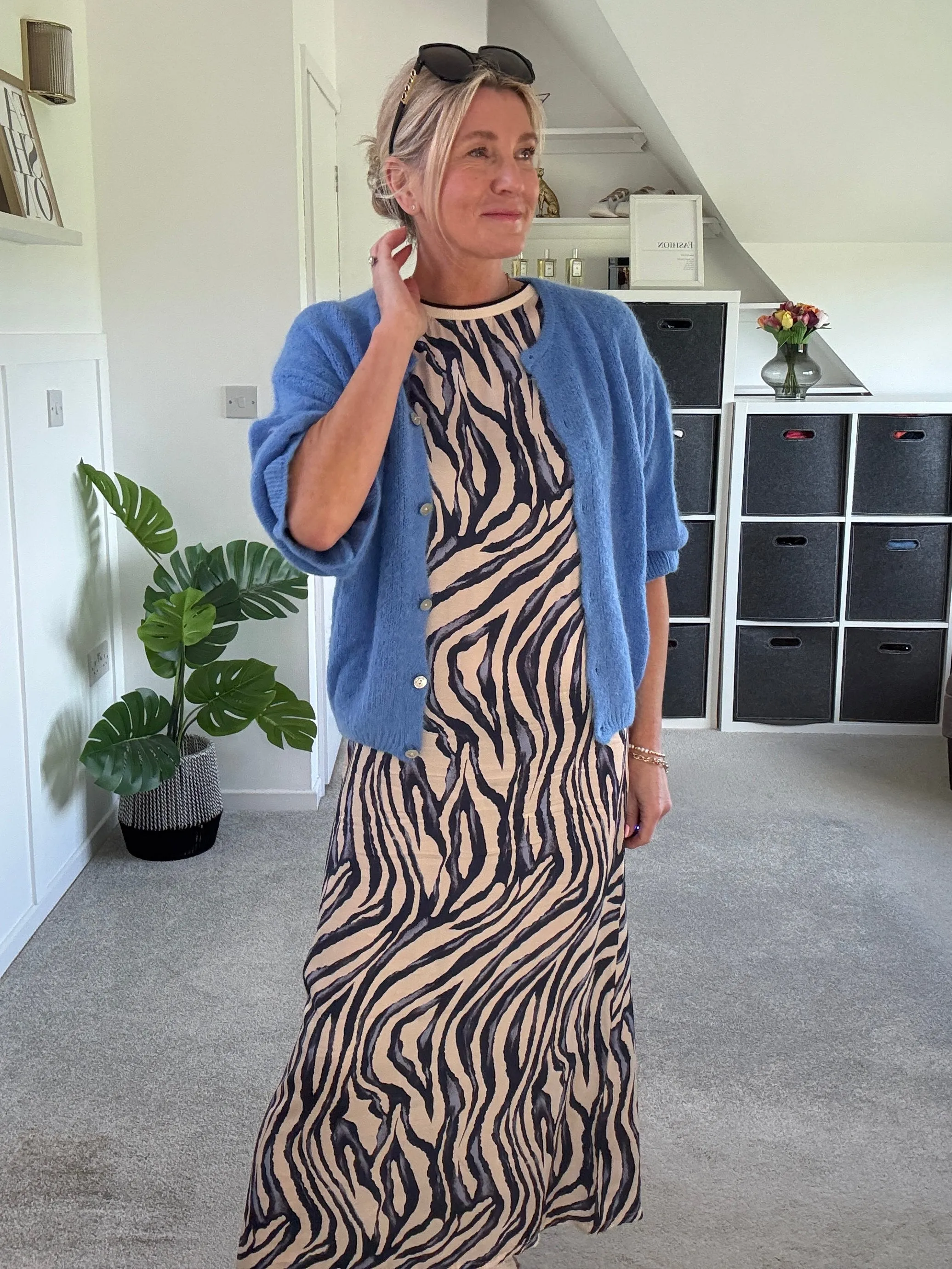 Navy Tropical Print Shift Dress