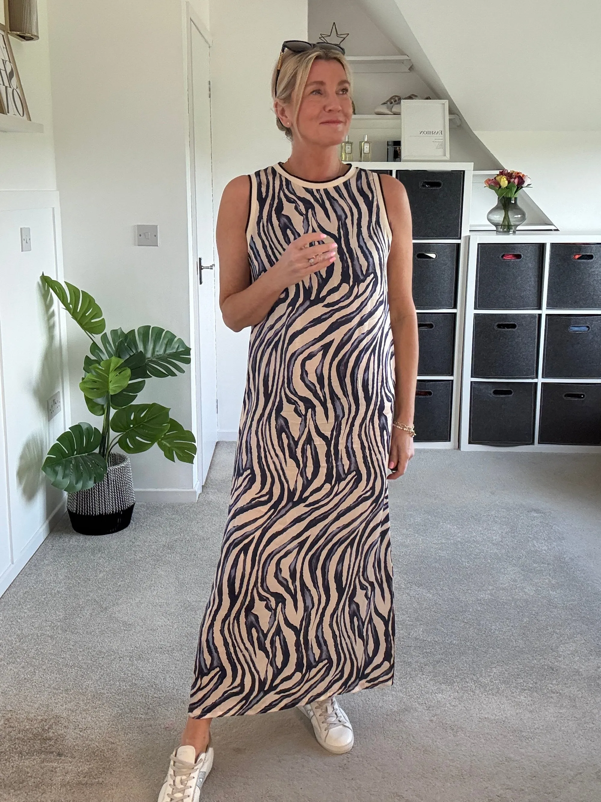 Navy Tropical Print Shift Dress