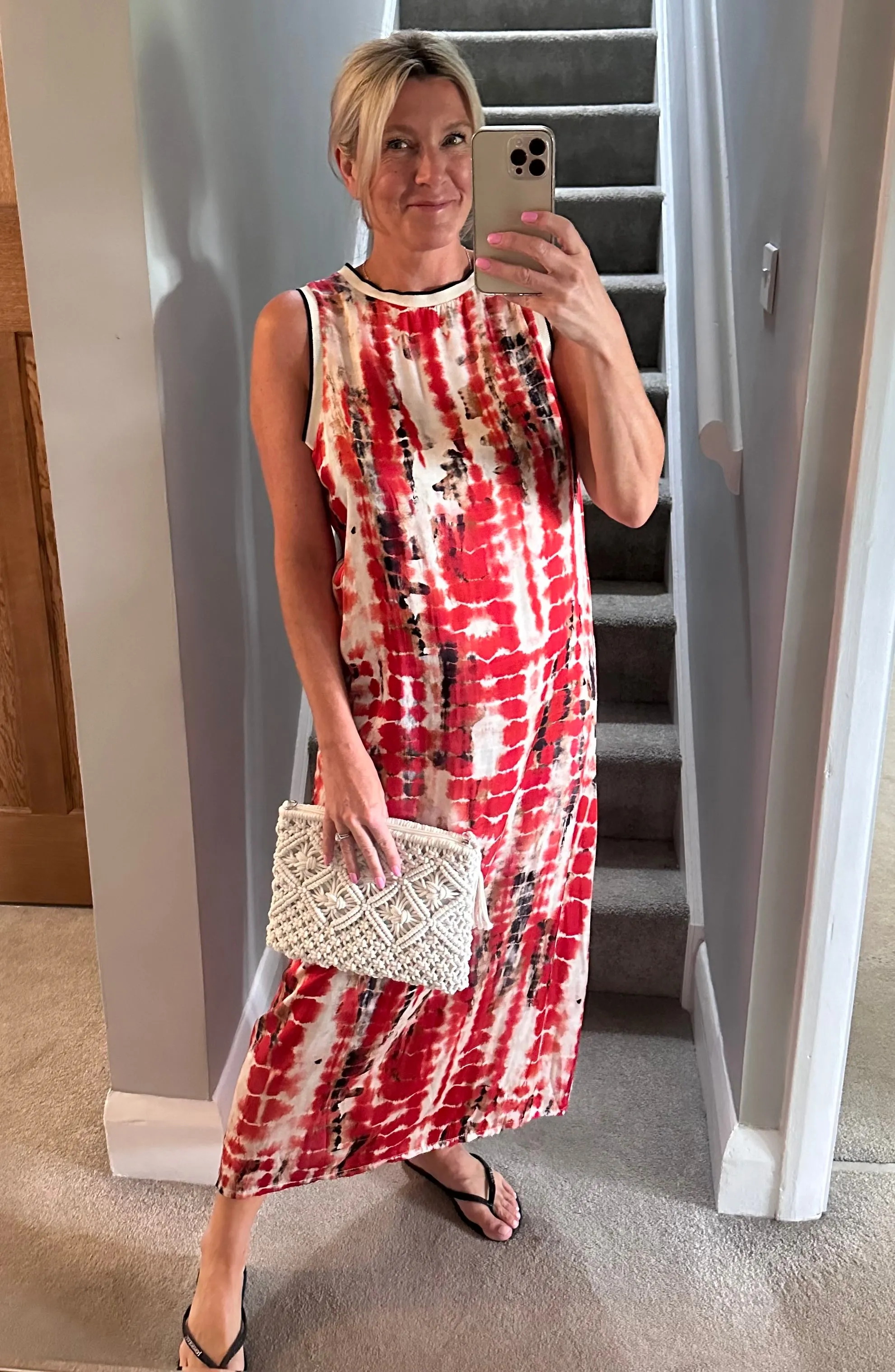 Navy Tropical Print Shift Dress