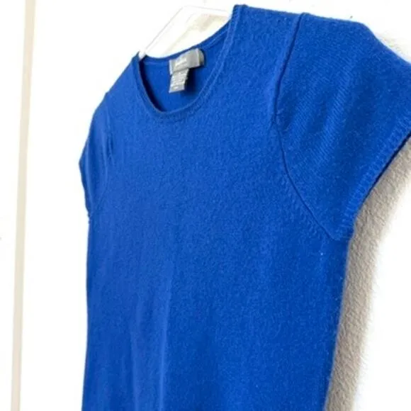 Neiman Marcus Cashmere Sweater Cap Sleeve Blue XS Luxury Classic Soft Minimalist