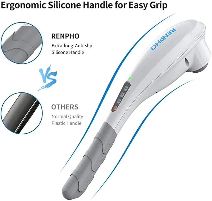 New in damaged box! RENPHO Rechargeable Hand Held Deep Tissue Massager for Muscles, Back, Foot, Neck, Shoulder, Leg, Calf Cordless Electric Percussion Body Massage with Portable Design, White
