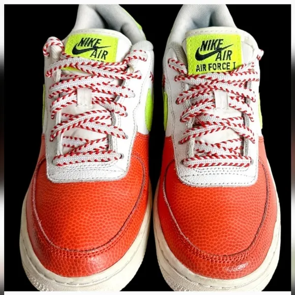 Nike Air Force 1 Kids Shoes - Orange and White