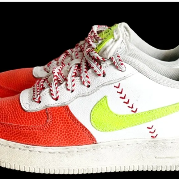 Nike Air Force 1 Kids Shoes - Orange and White