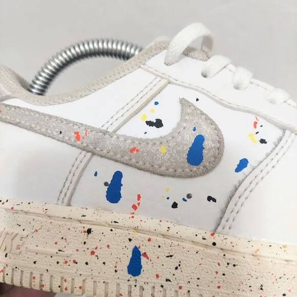 Nike Air Force 1 LV8 3 Paint Splatter-White Sail Shoes Kid's Size 1.5