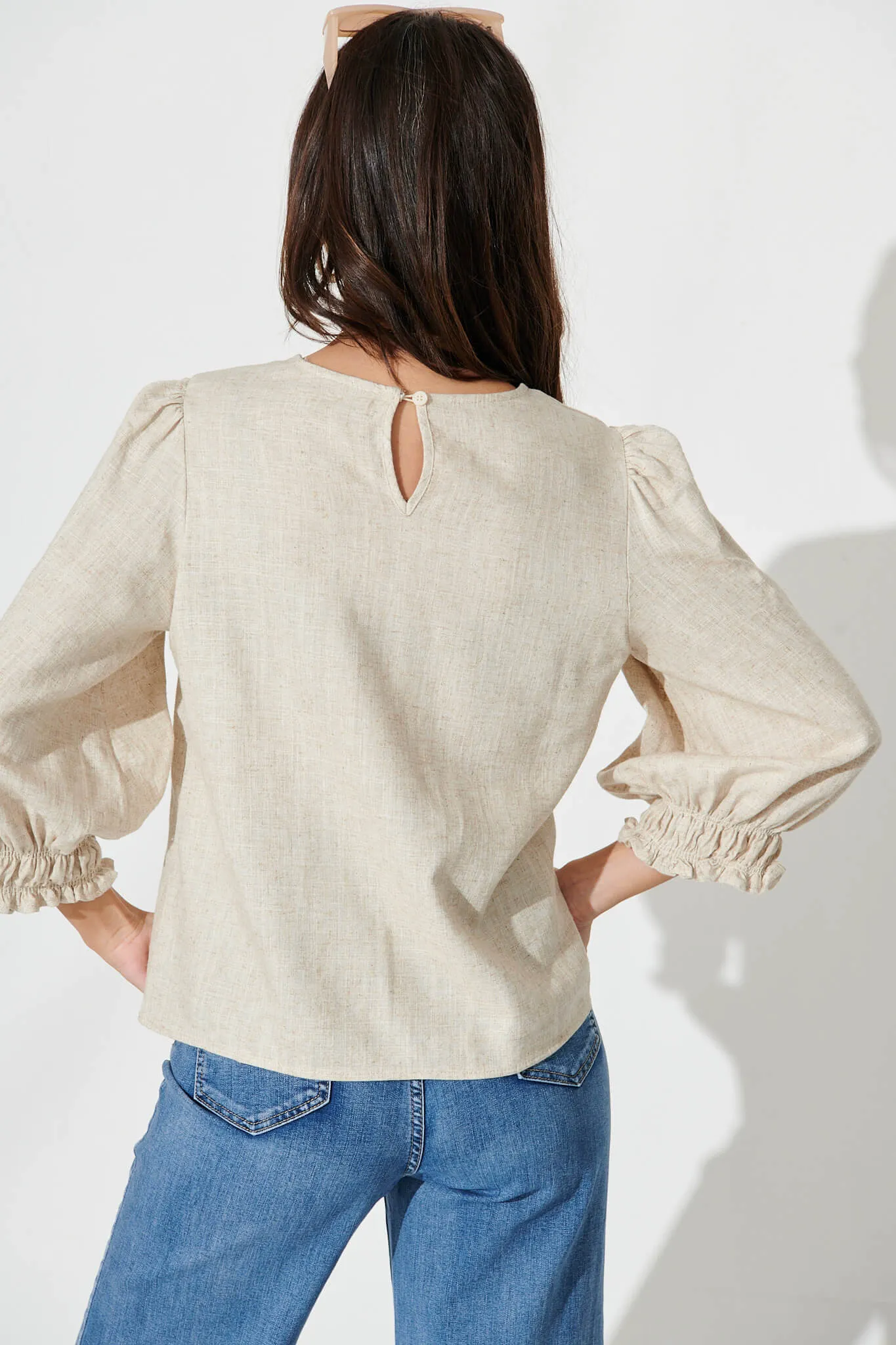 Oatmeal Cotton Linen Top