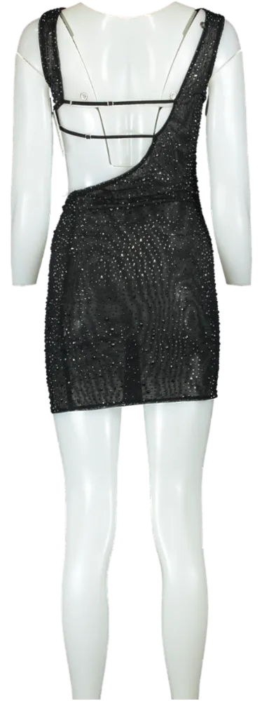 Oh Polly Black Mesh Bodycon Dress UK 8