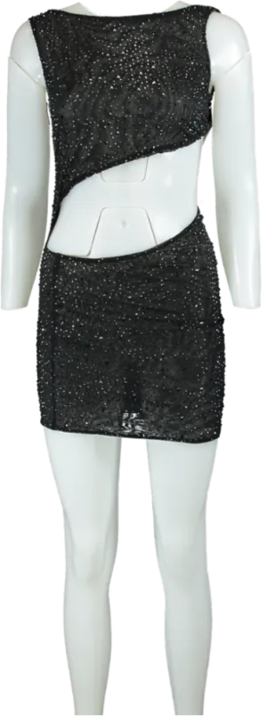Oh Polly Black Mesh Bodycon Dress UK 8