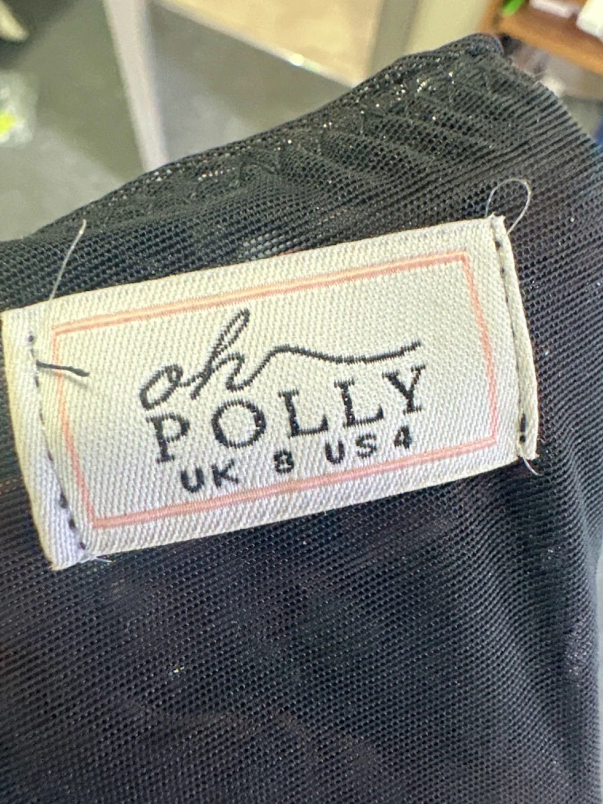 Oh Polly Black Mesh Bodycon Dress UK 8