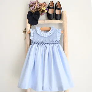 Olivia handsmocked blue dress -PREORDER