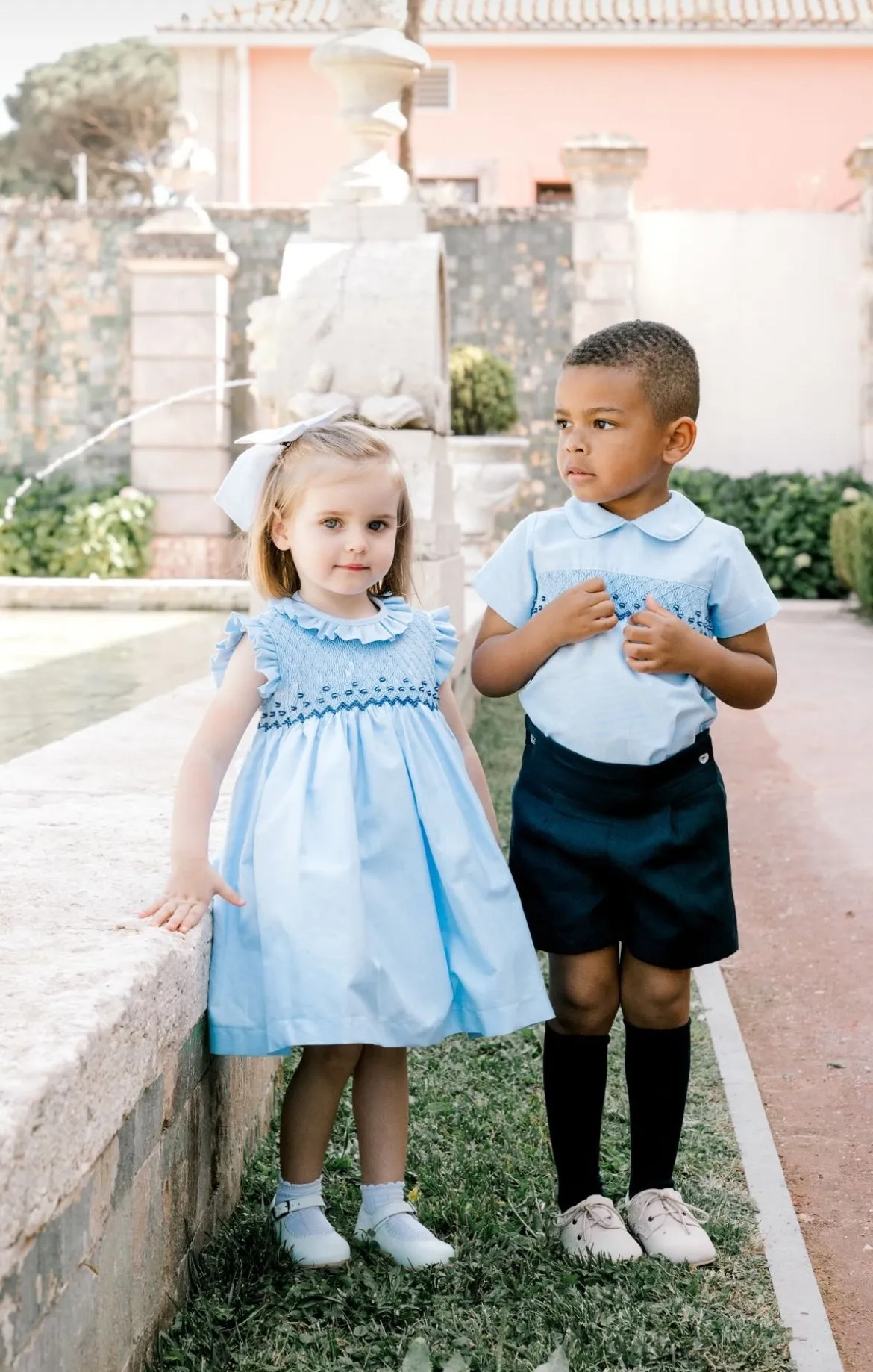 Olivia handsmocked blue dress -PREORDER