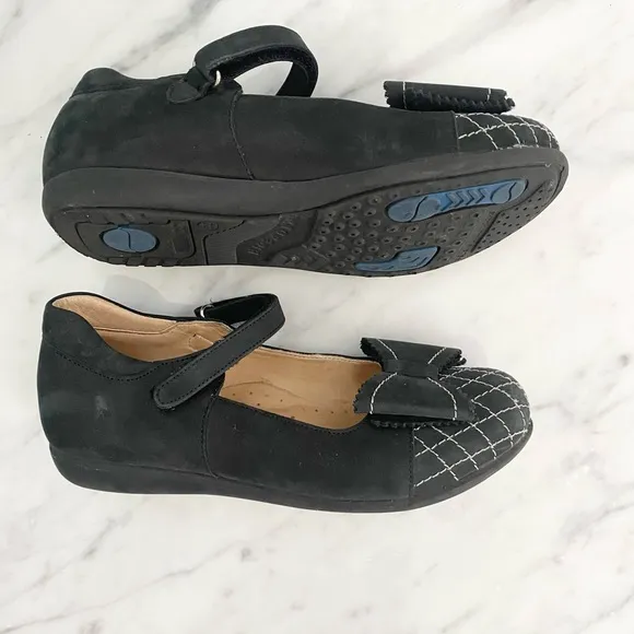 Ortopedia All Leather Bow Stitched Black Mary Janes