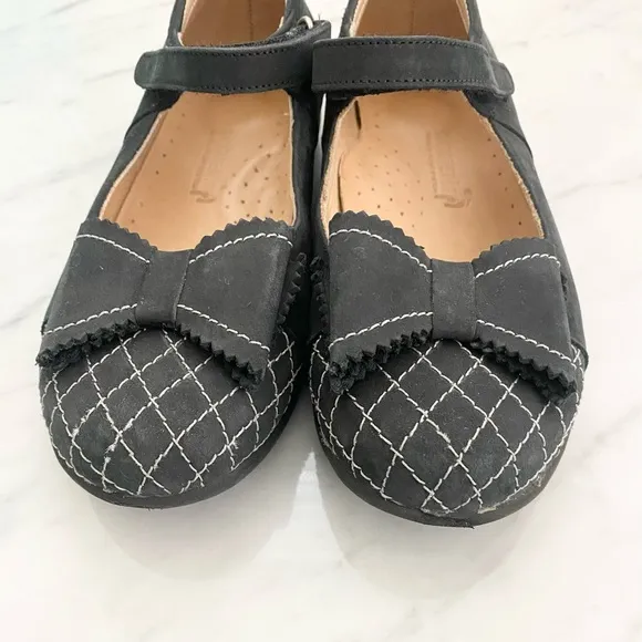 Ortopedia All Leather Bow Stitched Black Mary Janes
