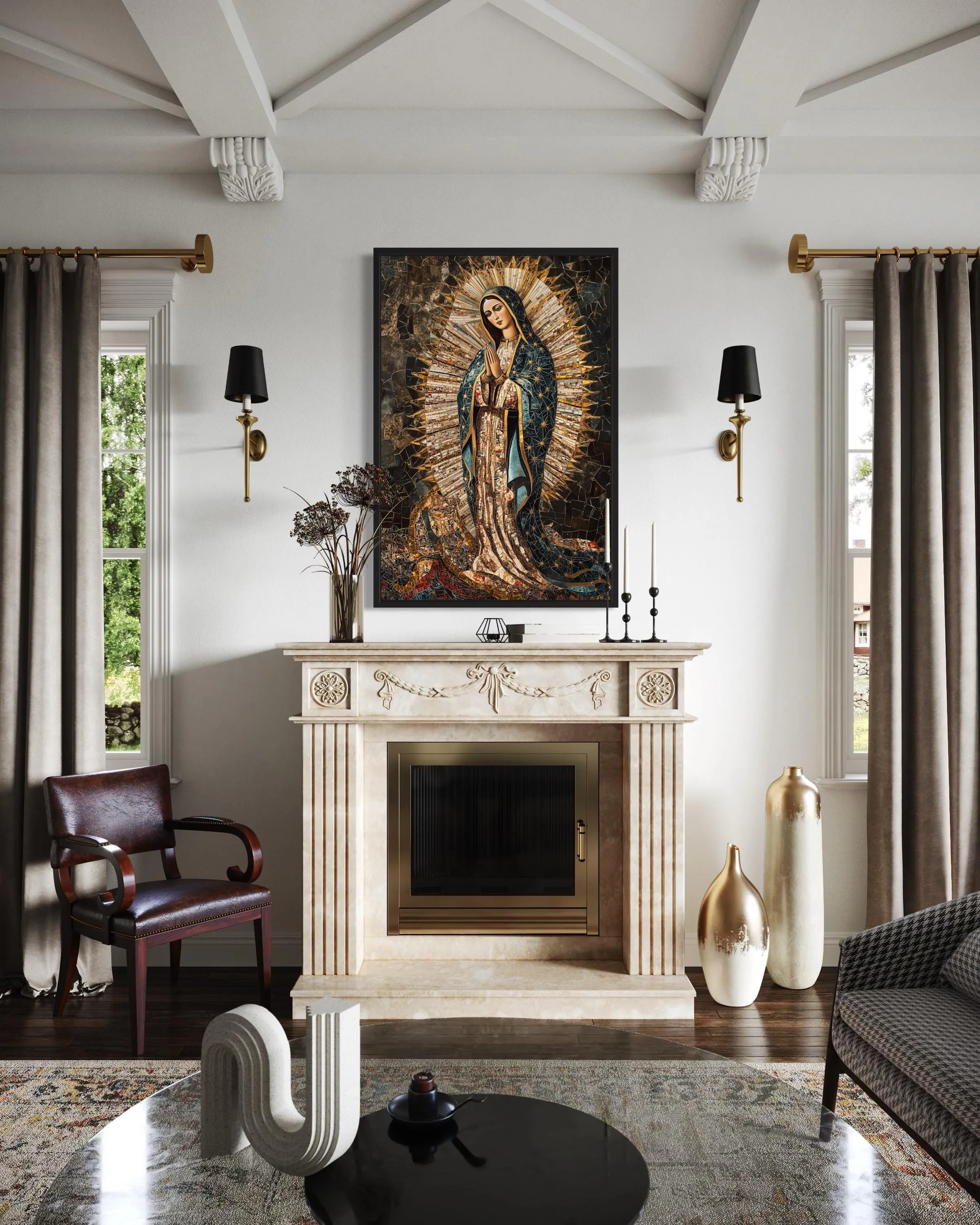 Our Lady of Guadalupe Mosaic Painting Canvas Wall Art