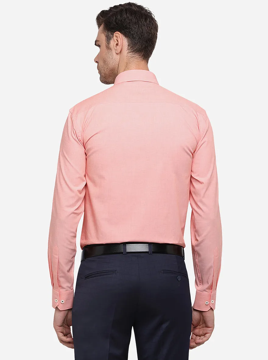 Peach Solid Regular Fit Formal Shirt | JadeBlue