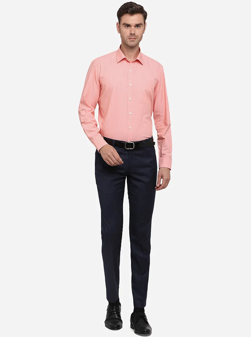 Peach Solid Regular Fit Formal Shirt | JadeBlue