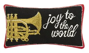 Peking Handicraft Joy to The World Hooked Wool Pillow 12" x 22"