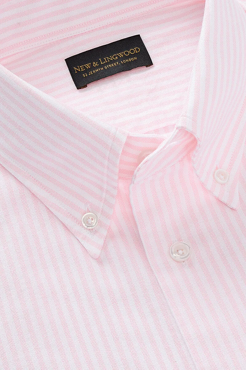 Pink Stripe Button Down Collar Tailored Fit Oxford Shirt