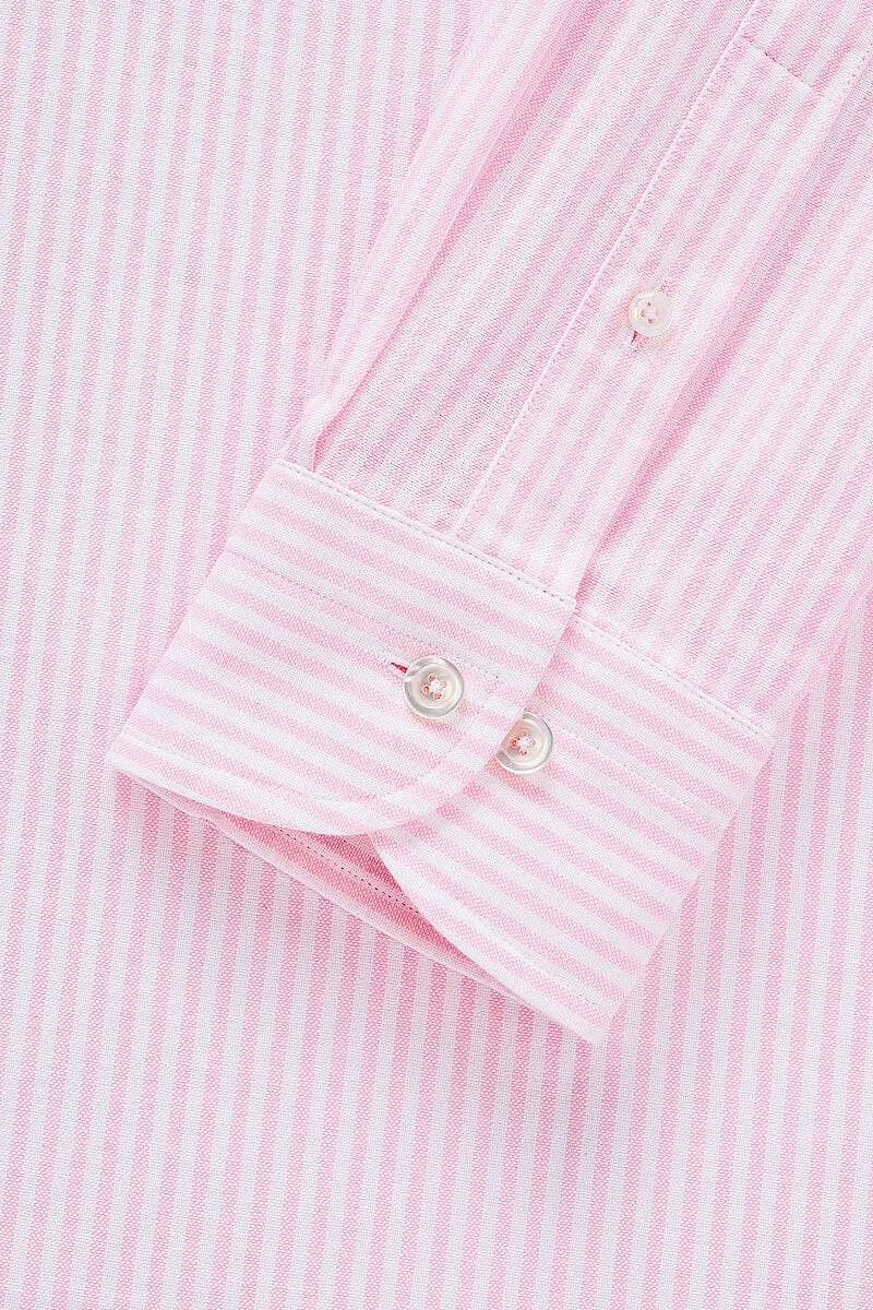 Pink Stripe Button Down Collar Tailored Fit Oxford Shirt