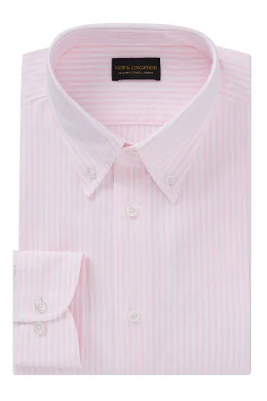 Pink Stripe Button Down Collar Tailored Fit Oxford Shirt