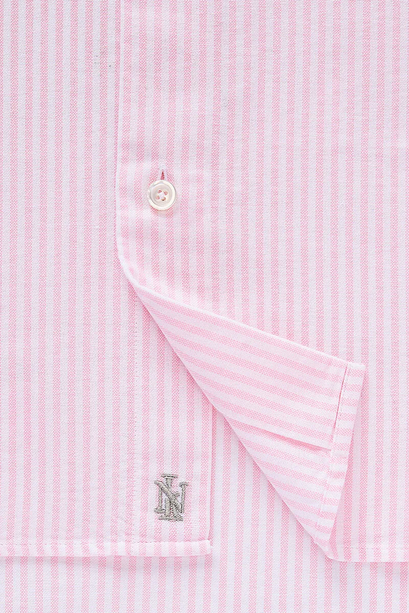 Pink Stripe Button Down Collar Tailored Fit Oxford Shirt