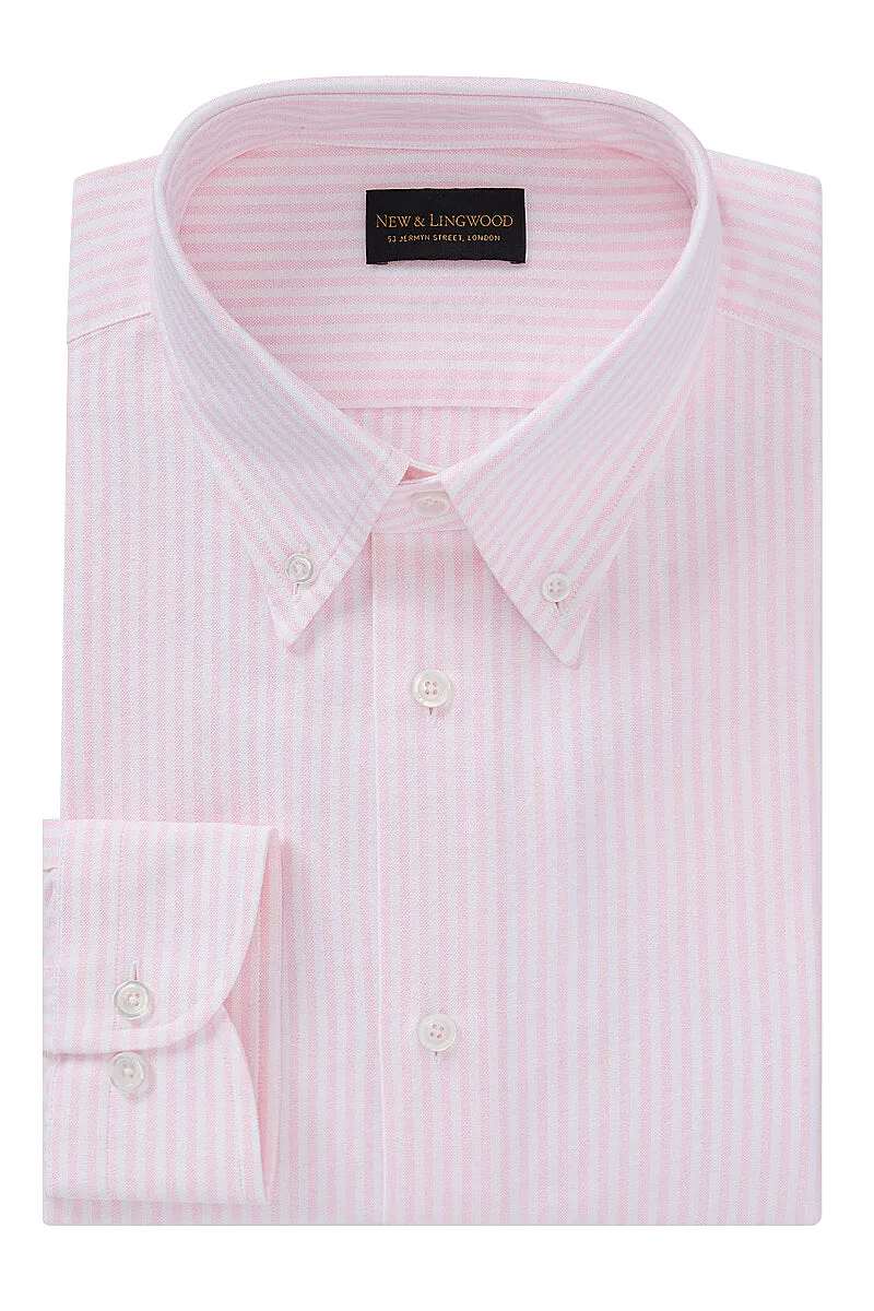 Pink Stripe Button Down Collar Tailored Fit Oxford Shirt