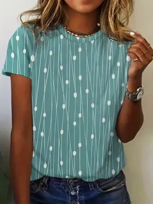Polka Dot Crew Neck T-Shirt by Mary