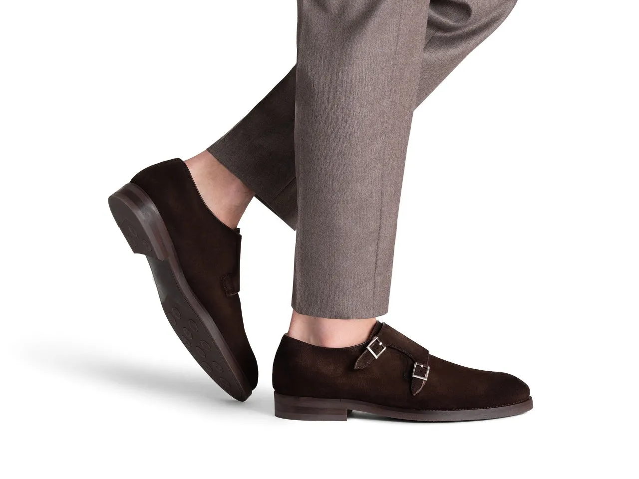 Quole Brown Suede Monk Shoes