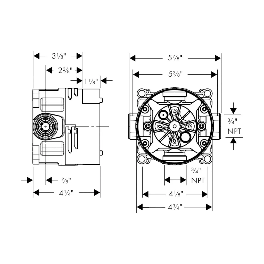 Raindance S 2-Way Thermostatic Trim Complete Shower Set - Wall Mount - 6" Brass/Polished Chrome