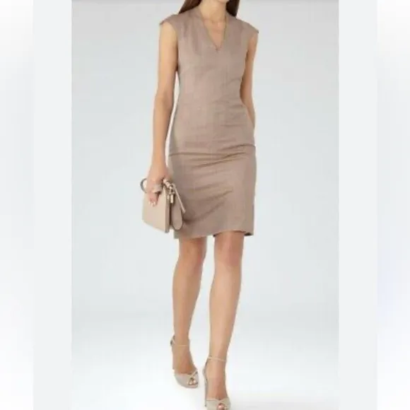 REISS Turner Fitted Shift Dress in Burnt Rose size 8