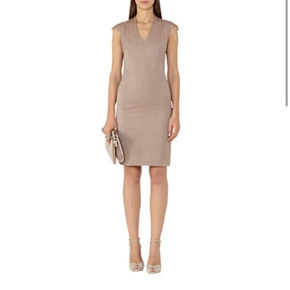 REISS Turner Fitted Shift Dress in Burnt Rose size 8