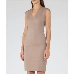 REISS Turner Fitted Shift Dress in Burnt Rose size 8