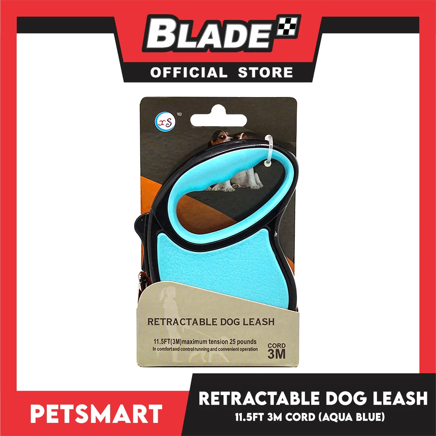 Retractable Dog Leash 11.5ft (3M) Cord with One Button Lock and Release for Up to 25lbs. Dog and Cats (Aqua Blue)