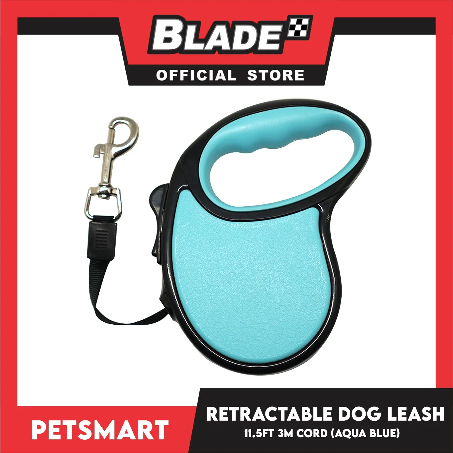 Retractable Dog Leash 11.5ft (3M) Cord with One Button Lock and Release for Up to 25lbs. Dog and Cats (Aqua Blue)