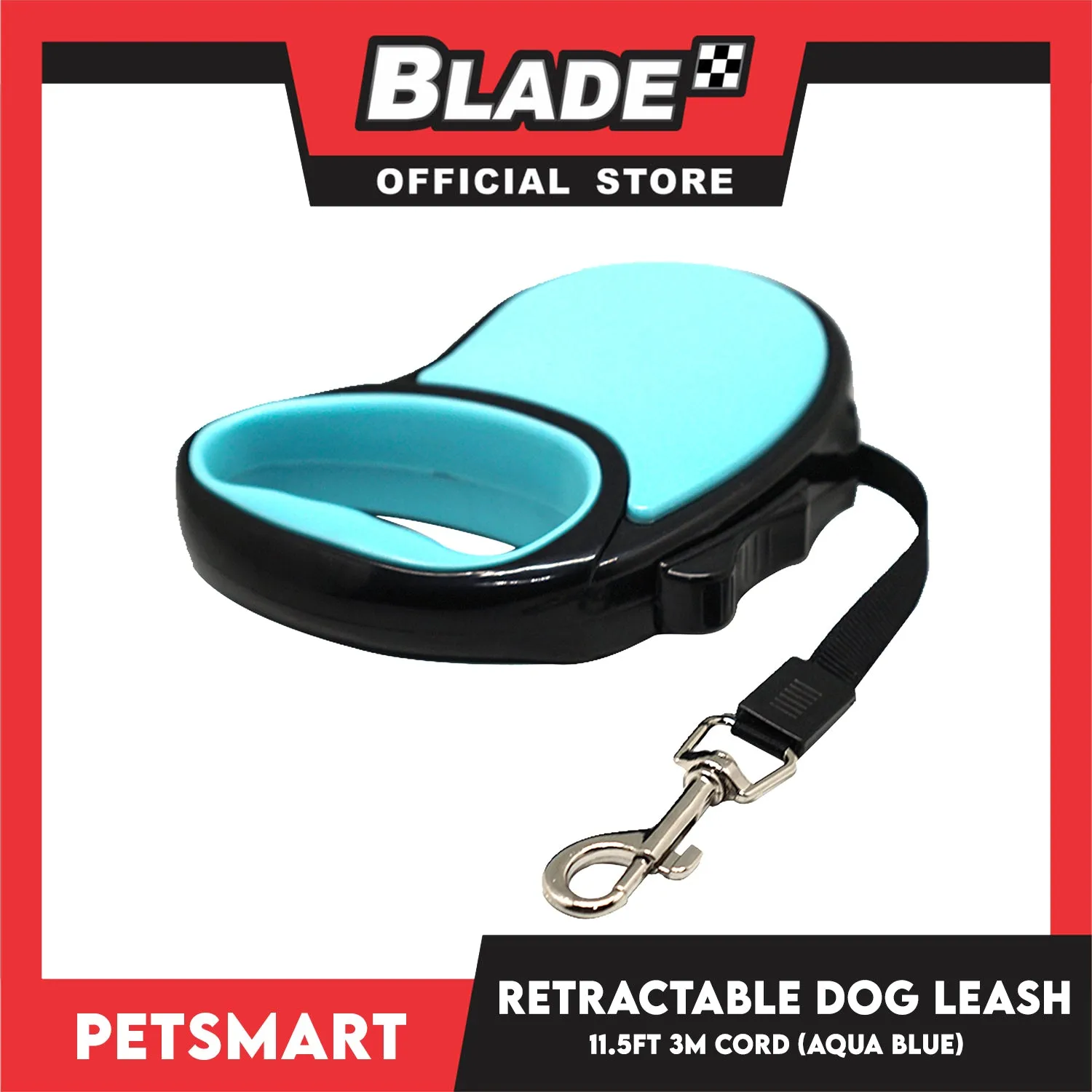 Retractable Dog Leash 11.5ft (3M) Cord with One Button Lock and Release for Up to 25lbs. Dog and Cats (Aqua Blue)