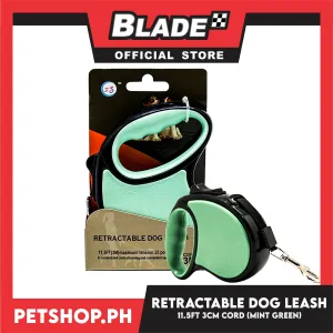 Retractable Dog Leash 11.5ft (3M) Cord with One Button Lock and Release for Up to 25lbs. Dog and Cats (Mint Green)