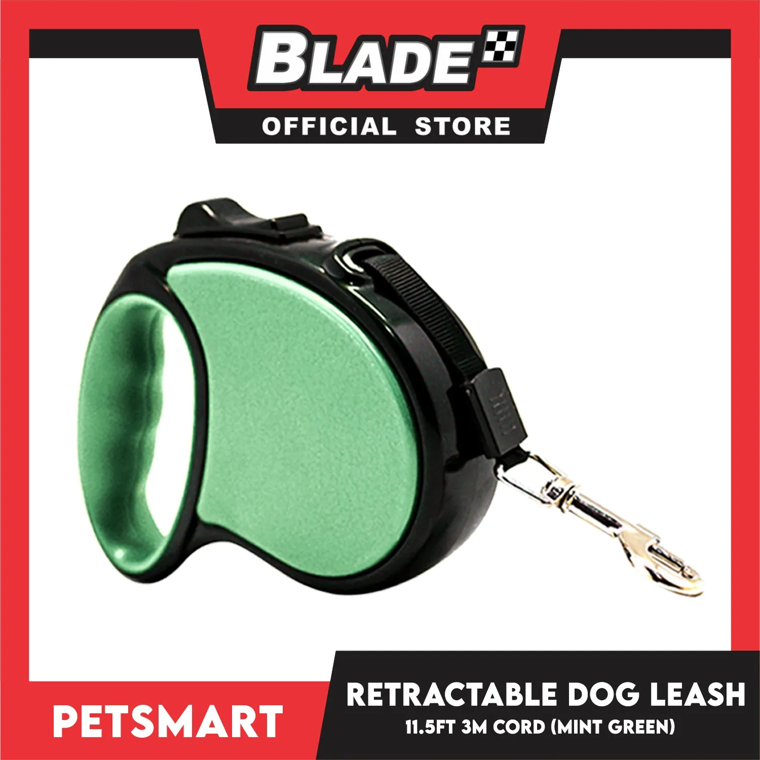 Retractable Dog Leash 11.5ft (3M) Cord with One Button Lock and Release for Up to 25lbs. Dog and Cats (Mint Green)