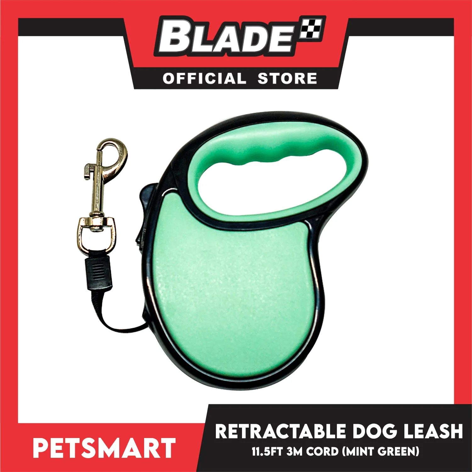 Retractable Dog Leash 11.5ft (3M) Cord with One Button Lock and Release for Up to 25lbs. Dog and Cats (Mint Green)