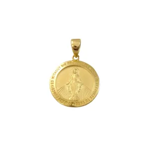 Round Miraculous Medal 14.70mm 14KY Gold
