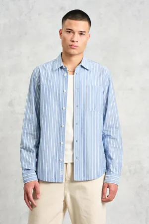 ROVE LS POPLIN STRIPE SHIRT - BLUE