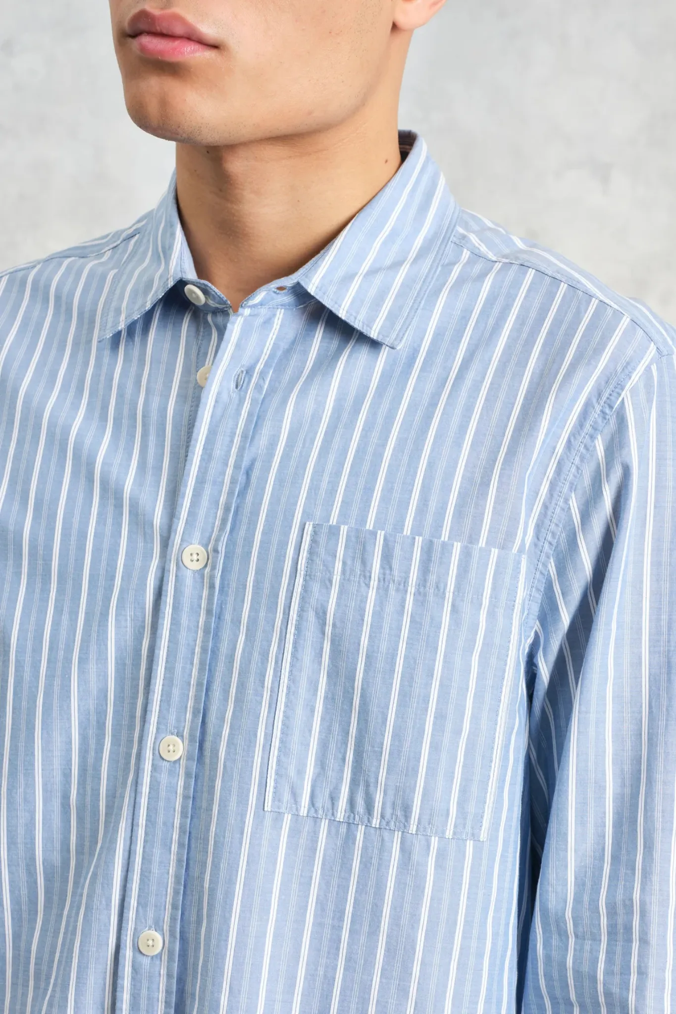 ROVE LS POPLIN STRIPE SHIRT - BLUE