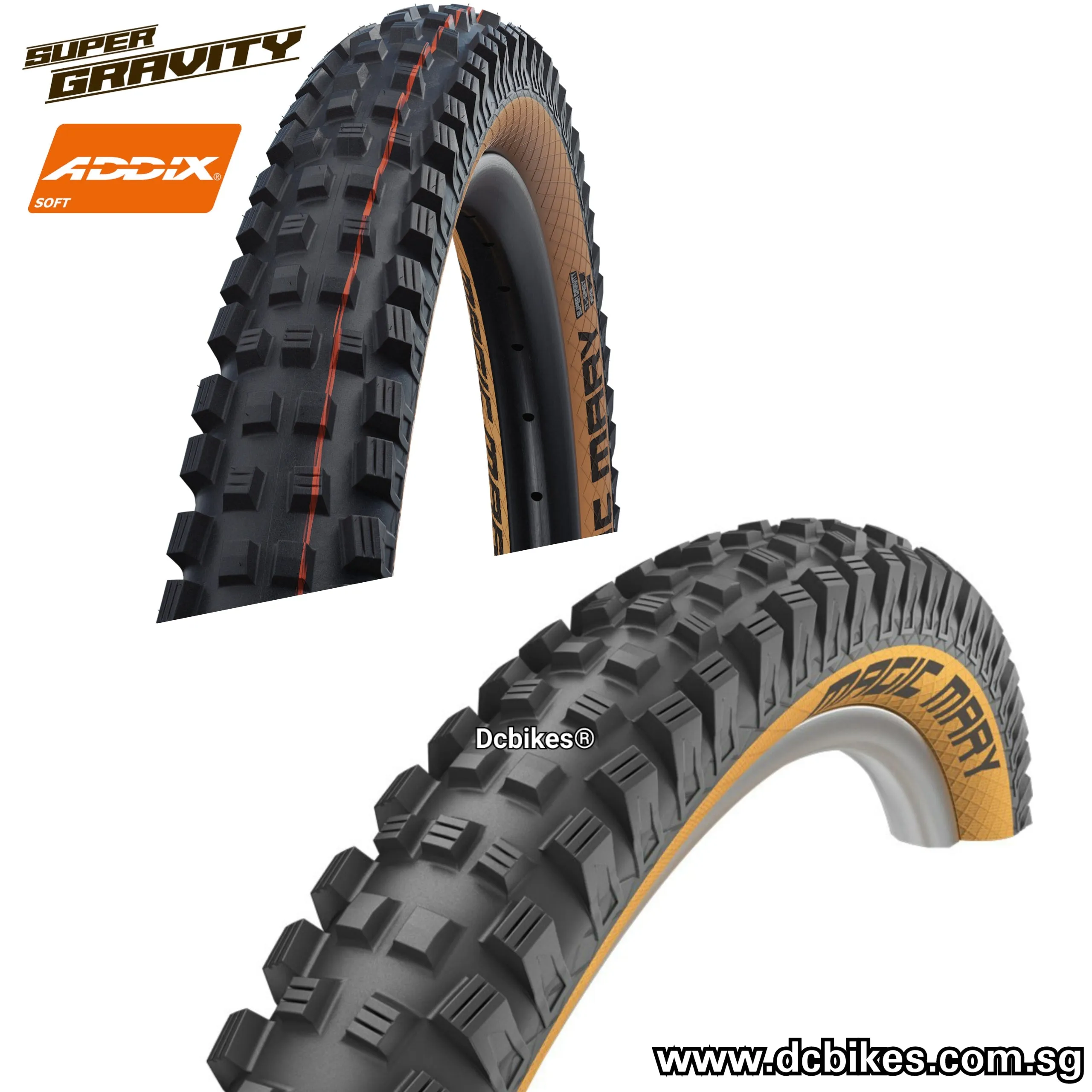 Schwalbe 27.5 | 29 X 2.35/2.4 Magic Mary Skinwall Evo MTB AddixSoft SuperGravity Tubeless Ready Folding Tyres (1 Tire)
