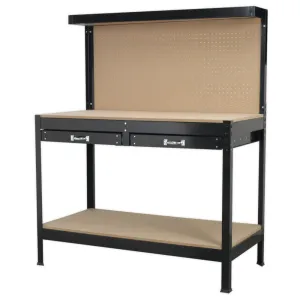 Sealey Steel Workbench 1.2m with Pegboard & Drawers - A