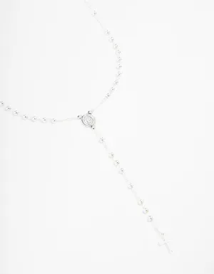 Silver Plated Mary Cross Ball Necklace