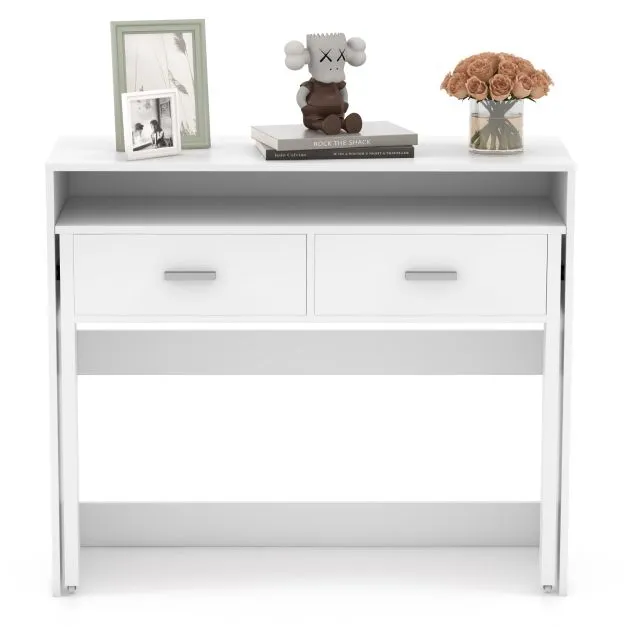 Spine Supporting Space Saving Extending Homework Desk | 2 Tier |  Storage | Older Children & Adults | White