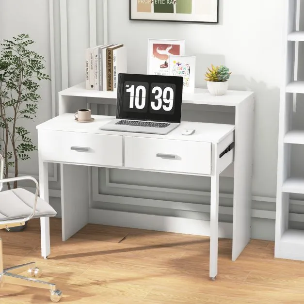 Spine Supporting Space Saving Extending Homework Desk | 2 Tier |  Storage | Older Children & Adults | White