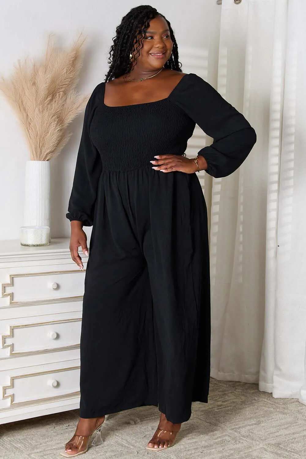 Square Neck Jumpsuit with Pockets – Versatile & Comfortable