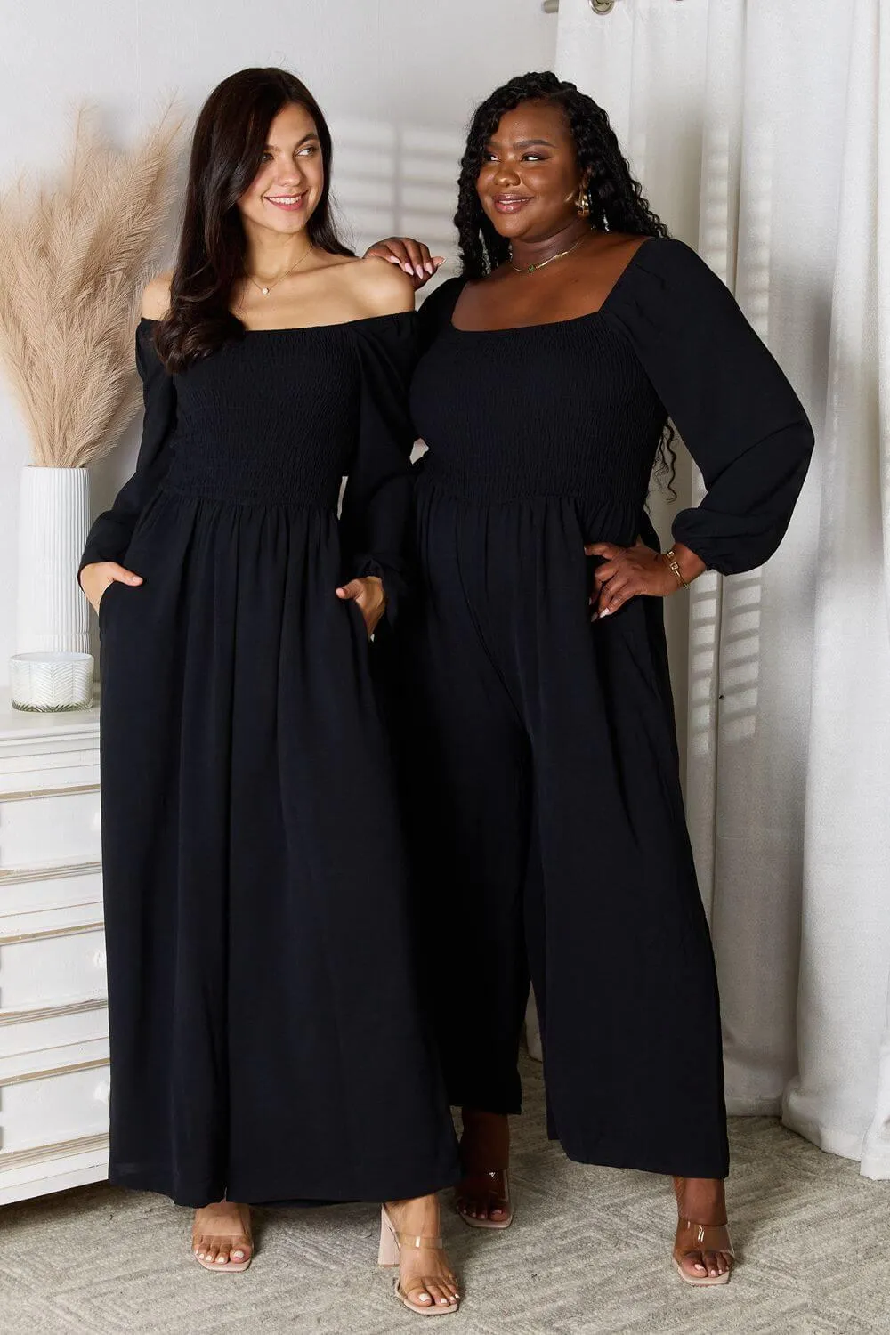 Square Neck Jumpsuit with Pockets – Versatile & Comfortable